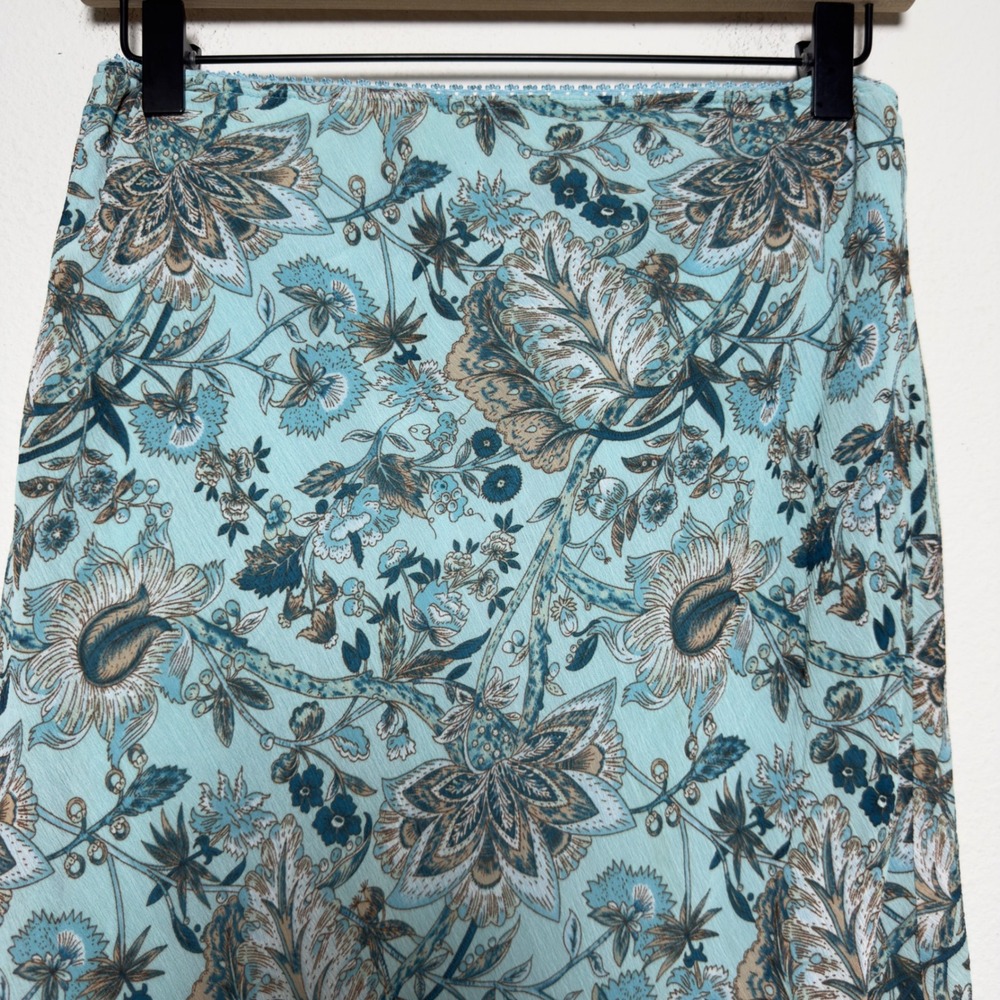 VTG 90s Women Fairy Midi Skirt S Blue‎ Floral Paisley Asymmetrical Handkerchief - Picture 2 of 5